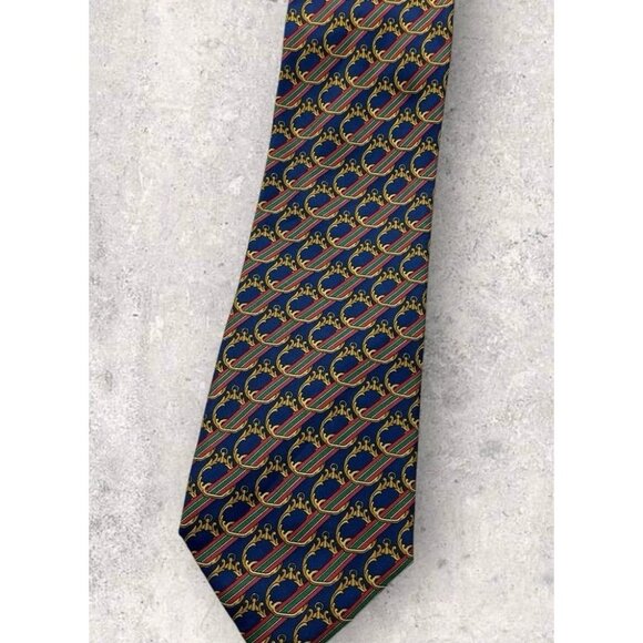 NEW FENDI Silk Tie ITALY Blue Striped Baroque W:3.8" - Picture 6 of 6